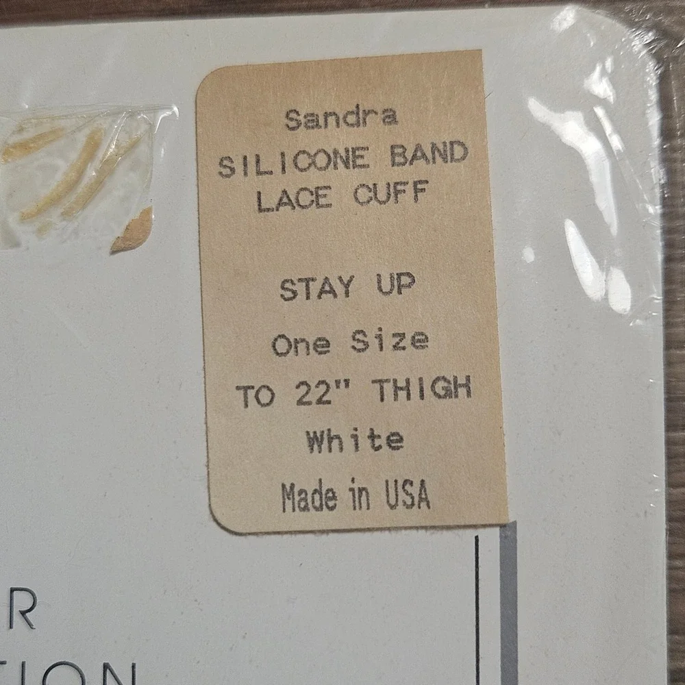 Vintage Luv n You Sandra Thigh High Stockings OS Lace Silicone Stay Up USA NWT